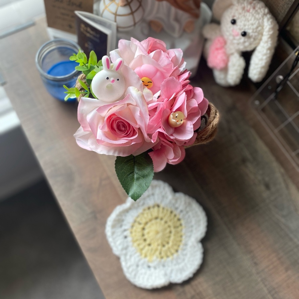 Handmade Crocheted Daisy Coaster